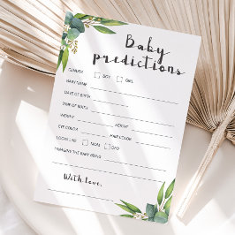 Grönt Löv Baby Shower Baby Predicted Card