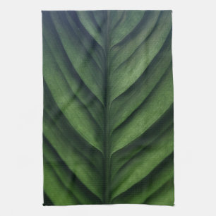 Grönt löv, banan löv, stripe, vikt kökshandduk