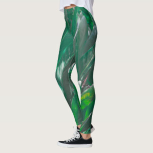 Grönt löv bananliknande anläggning löv pastel leggings