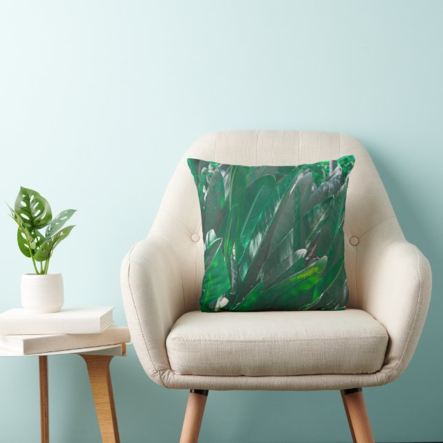 Grönt löv bananplanta löv pastel kudde (Stol)