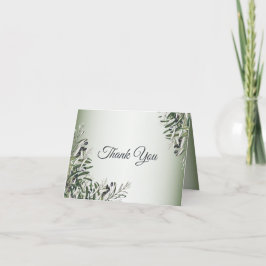 Grönt Löv Black Olive Elegant bröllop Tack Kort