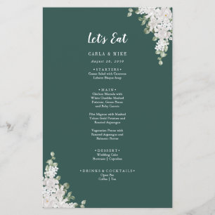 Grönt Löv Blommigt Tack och Bröllop Menu Flygblad