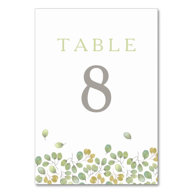 Grönt Löv-Bordsnummer för enkelhet Bordsnummer (Framsidan)