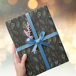 Grönt Löv Botanical Mönster Presentpapper