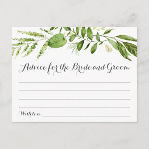 Grönt Löv Bröllop Advice-kort, Rustic Greenery Vykort