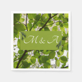 Grönt Löv Bröllop Cocktail Napkins Pappersservett