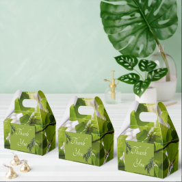 Grönt Löv Bröllop Gable Favoritbox vit utskrift Presentaskar