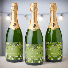 Grönt Löv Bröllop mousserande Vin Flaska-etikett