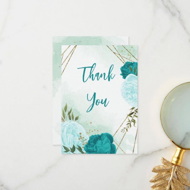 grönt löv bröllop tack kort (Fram/Back In Situ)