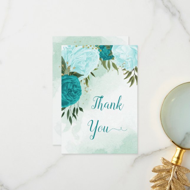 grönt löv bröllop tack kort (Fram/Back In Situ)