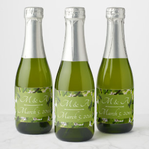 Grönt Löv Bröllop Vin Flaska-etikett