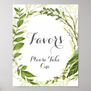 Grönt Löv bröllopsfavoritskylt, Rustic Greenery Poster