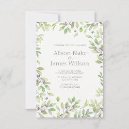 Grönt löv bröllopsinbjudan inbjudningar