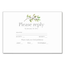 Grönt löv bröllopsinbjudan osa bordsnummer