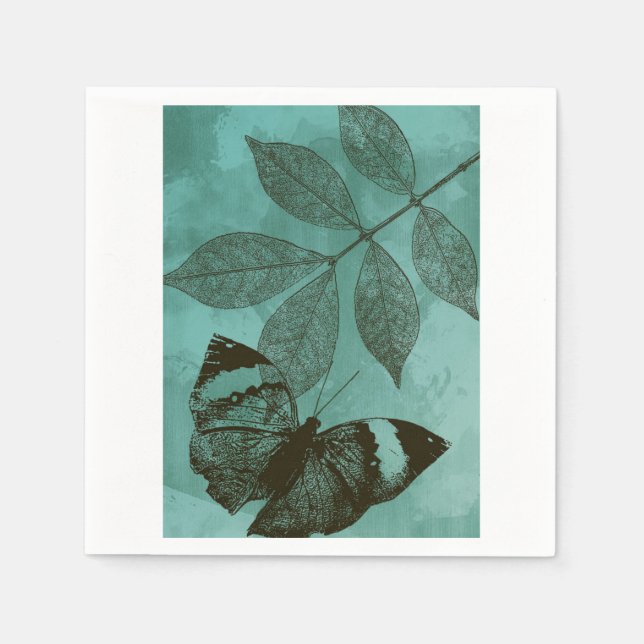 Grönt Löv Butterfly Pappersservett (Framsidan)
