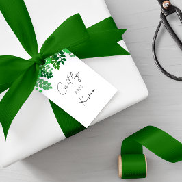 Grönt Löv Canopy Bröllop Presentetikett