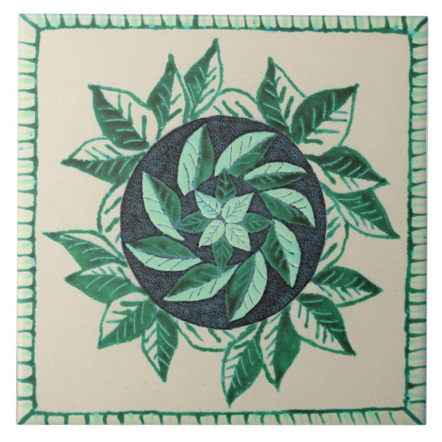 Grönt löv Ceramic Tile Kakelplatta (Framsidan)