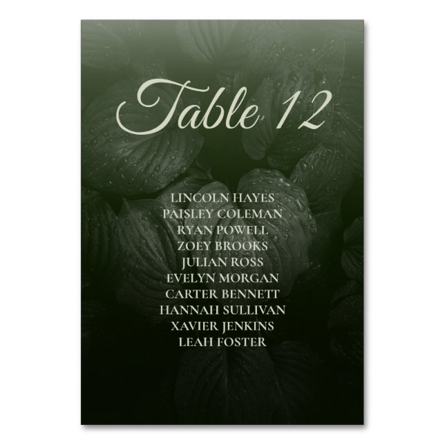 Grönt löv elegant Greenery vår bröllop Bordsnummer (Framsidan)