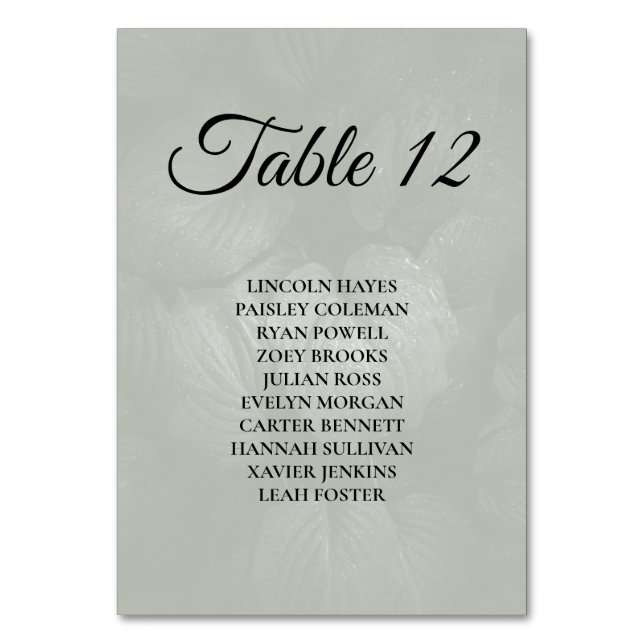 Grönt löv elegant Greenery vår bröllop Bordsnummer (Framsidan)