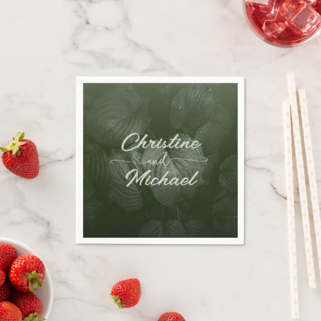 Grönt löv elegant Greenery vår bröllop Pappersservett (Insitu)