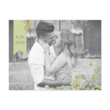 Grönt Löv - enkelhet - spara vykortet för datum