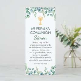 Grönt Löv First Communion Bookmark på spanska