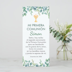Grönt Löv First Communion Bookmark på spanska