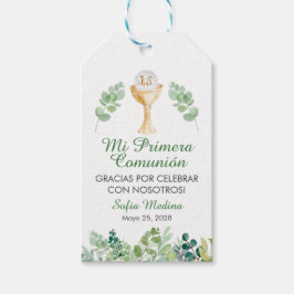 Grönt Löv First Communion Primera Comunion Presentetikett