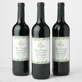 Grönt Löv First Heliga Communion Spain Vino Vinflaska Etikett