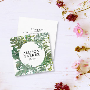 Grönt Löv Florist Gardener Affärskort Fyrkantigt Visitkort