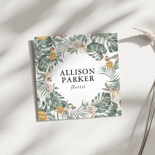 Grönt Löv Florist Gardener Affärskort Fyrkantigt Visitkort
