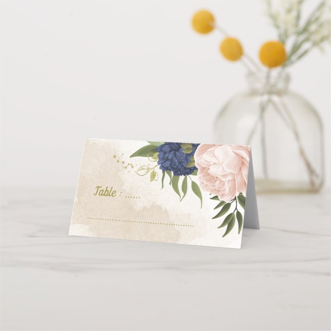 grönt löv för marinerade  blommor placeringskort (Framsida)