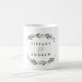 Grönt Löv Förlovning Annidag Gift Kaffemugg