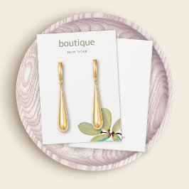 Grönt Löv Gren Visning Earring Card Visitkort
