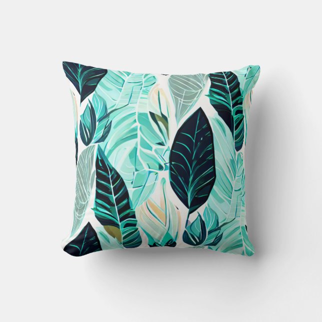Grönt löv i boho-design kudde (Framsida)