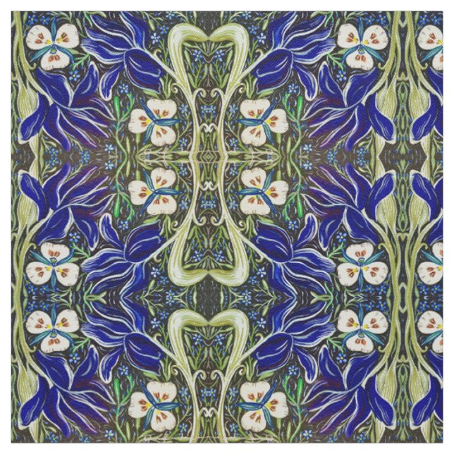 Grönt Löv Iris Fabric Tyg (Provkarta)
