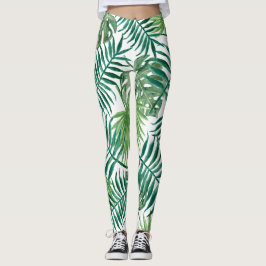 Grönt Löv Jungle Stil Leggings