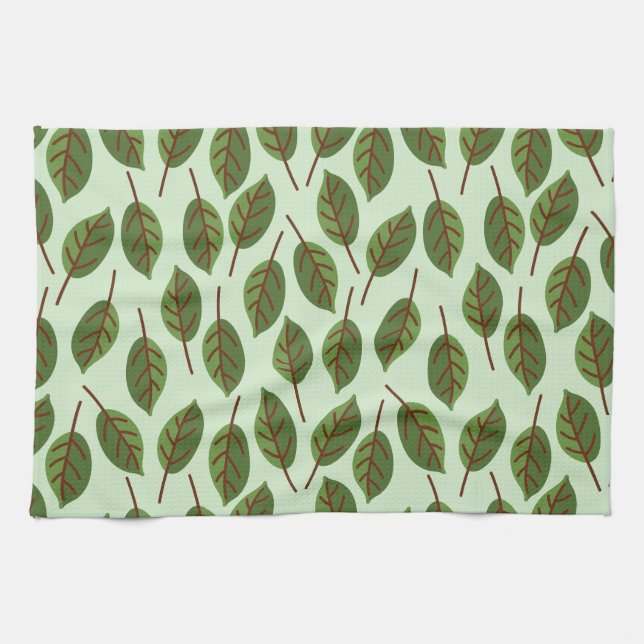 Grönt Löv Kökshandduk (Horisontell)