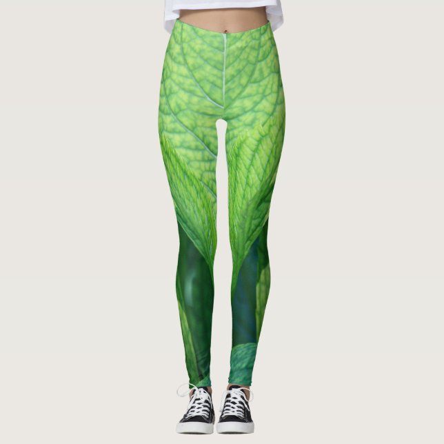 Grönt Löv Leggins Leggings (Framsida)