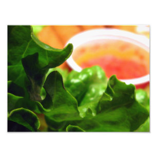 Grönt Löv Lettuce med Orange Sauce Food Photo Fototryck