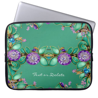 Grönt Löv Lila Gemstones Laptop sleeve