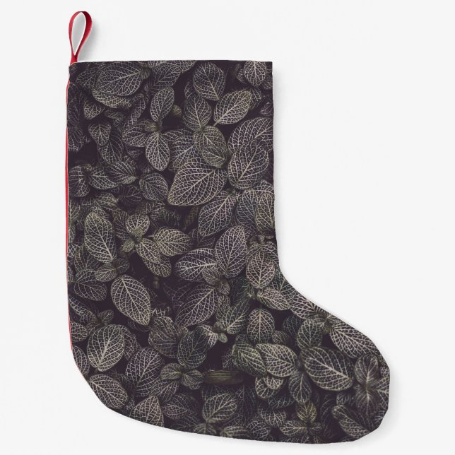 GRÖNT LÖV LITEN JULSTRUMPA (Framsidan)