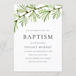 Grönt Löv Modern baptism - rolig pojke eller flick Inbjudningar