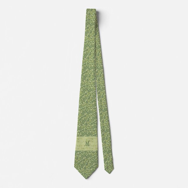 Grönt Löv Monogram Tie Gift for Pappa, Make Slips (Framsida)
