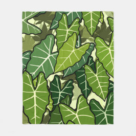 Grönt Löv Mönster Fleecefilt