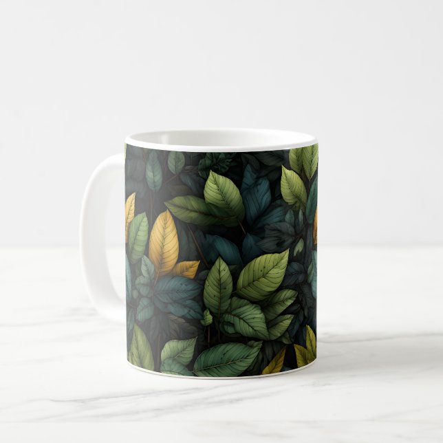 Grönt Löv Mönster Kaffemugg (Framsida vänster)