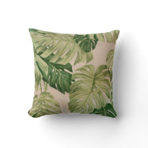 grönt löv mönster kudde