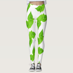 Grönt löv mönster leggings