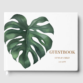 Grönt Löv Monstera Bröllop Guest Bok