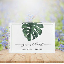 Grönt Löv Monstera Bröllop Guest Bok